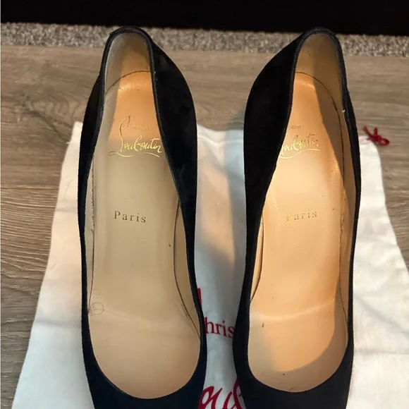 Christian Louboutin Black Suede Pointed Pumps - Picture 2 of 6